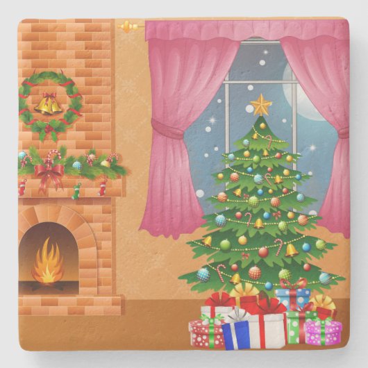 feestelijke feestdag stenen onderzetter (Voorkant)