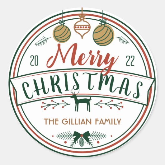 feestelijke feestdagen ronde sticker (Voorkant)