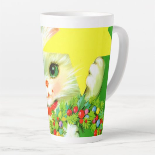 feestelijke feestelijke feestdag met oud kerstfees latte mok (Rechterhoek)