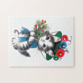 feestelijke feestelijke feestdag met oud kerstfees legpuzzel (Horizontaal)