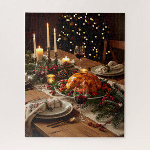Feestelijke feestelijke feestelijke dinertafel met legpuzzel