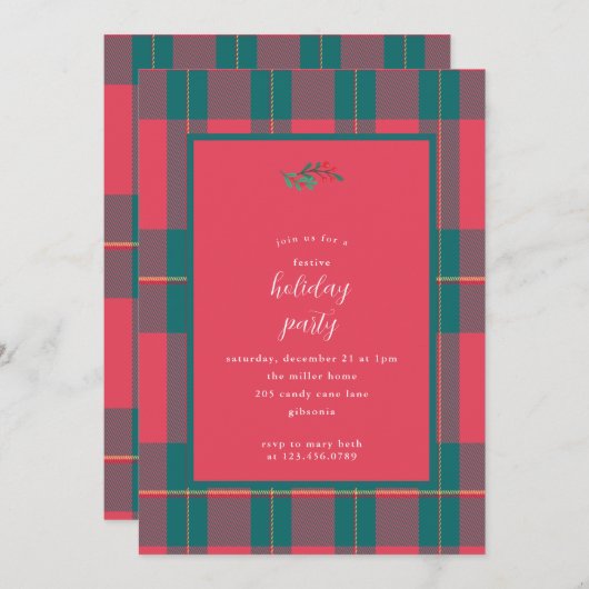 Feestelijke feestelijke kerstfeestuitnodiging kaart (Voorkant / Achterkant)