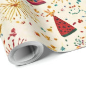 Feestelijke feesthoeden & vuurwerk naadloos patroo cadeaupapier (Rol Hoek)