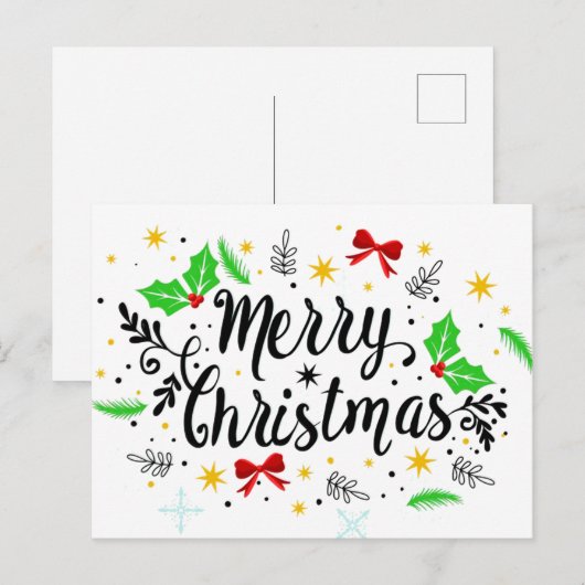 feestelijke feestkerst briefkaart (Voorkant / Achterkant)