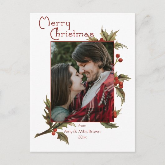 feestelijke feestkerst | Holly | Foto Briefkaart (Voorkant)