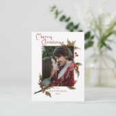 feestelijke feestkerst | Holly | Foto Briefkaart (Staand voorkant)