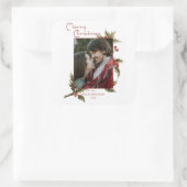 feestelijke feestkerst | Holly | Foto Vierkante Sticker (Tas)