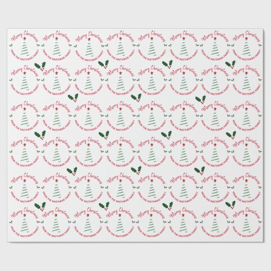 feestelijke feestkerst op maat van uw eigen naam cadeaupapier (Vlak)