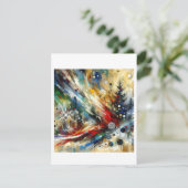 Feestelijke feestvreugde: Abstract expressionistis Feestdagenkaart (Staand voorkant)