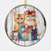 Feestelijke Feline Friends Kerst Ornament (Voorkant)