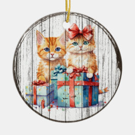 Feestelijke Feline Friends Kerst Ornament
