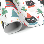 Feestelijke Feline Fun Christmas Gift Wrap Cadeaupapier (Rol Hoek)