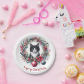 Feestelijke Feline in een Vakantiekrans 6 - Papieren Bordje (Feest)