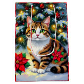 Feestelijke Feline | Schattige Kerstkat Medium Cadeauzakje (Achterkant)