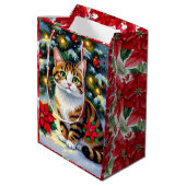 Feestelijke Feline | Schattige Kerstkat Medium Cadeauzakje (Achterkant Gekanteld)