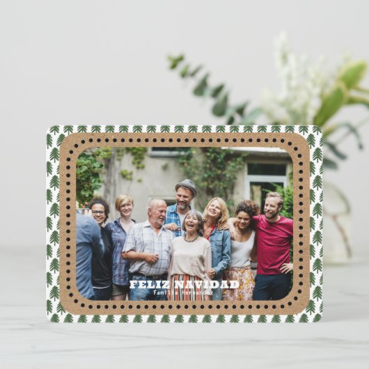 Feestelijke FELIZ NAVIDAD Kerstboom Foto Feestdagenkaart (Staand voorkant)