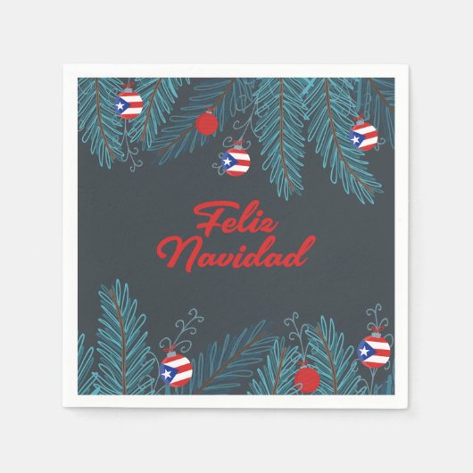 Feestelijke Feliz Navidad Puerto Ricaanse papieren Servet (Voorkant)
