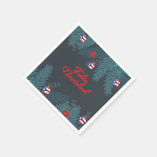 Feestelijke Feliz Navidad Puerto Ricaanse papieren Servet (Hoek)