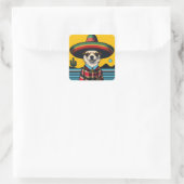 Feestelijke Fiesta Chihuahua met Sombrero Sarape Vierkante Sticker (Tas)