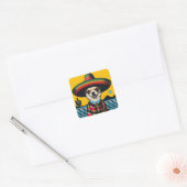 Feestelijke Fiesta Chihuahua met Sombrero Sarape Vierkante Sticker (Envelop)