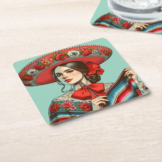 Feestelijke Fiesta Mariachi Party Kartonnen Onderzetters (Schuin)