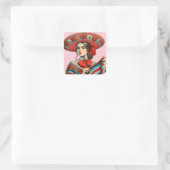 Feestelijke Fiesta Mujer Mariachi partij gunst Vierkante Sticker (Tas)