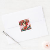 Feestelijke Fiesta Mujer Mariachi partij gunst Vierkante Sticker (Envelop)