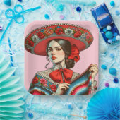 Feestelijke Fiesta Mujer Mariachi Party Papieren Bordje (Feest)