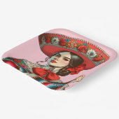 Feestelijke Fiesta Mujer Mariachi Party Papieren Bordje (Gebogen)