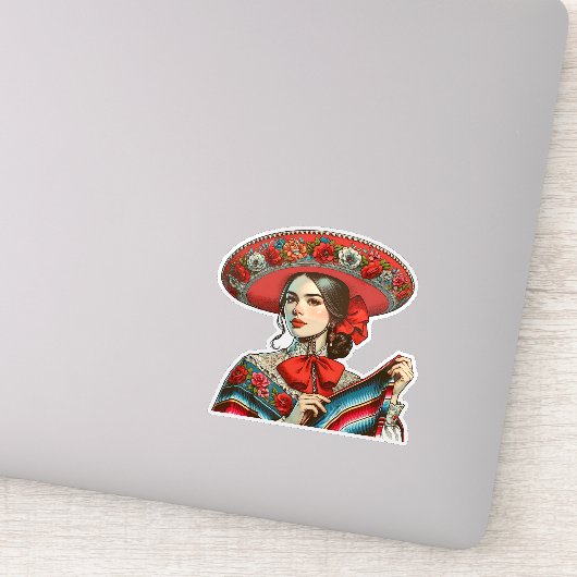 Feestelijke Fiesta Mujer Mariachi Sticker (Detail)