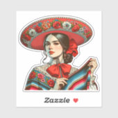 Feestelijke Fiesta Mujer Mariachi Sticker (Vel)