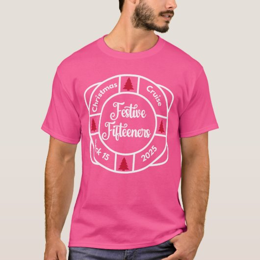 Feestelijke Fifteeners Classic Crew T-shirt (Roze) (Voorkant)