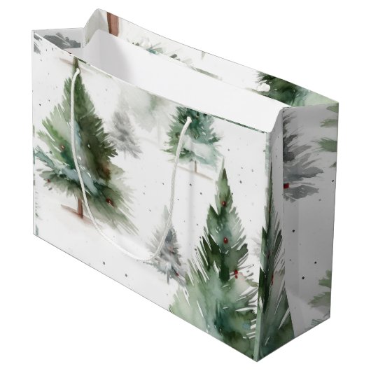 Feestelijke Fir Tree Gift Bag Groot Cadeauzakje (Voorkant Gekanteld)