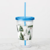 Feestelijke Fir Tree Plastic Tumbler met Stro Acryl Drinkbeker (Voorkant)