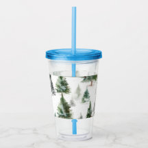 Feestelijke Fir Tree Plastic Tumbler met Stro