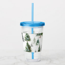 Feestelijke Fir Tree Plastic Tumbler met Stro Acryl Drinkbeker