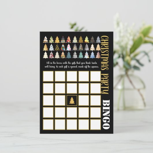 Feestelijke Fir Trees, Kerstfeest Bingo Kaart (Staand voorkant)