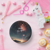 Feestelijke Fireworks Script Typografie Gelukkig N Papieren Kommen (Feest)