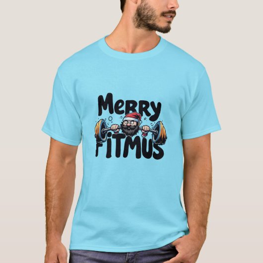 Feestelijke Fitness Leuk Vrolijk Kerstfeest T-shir T-shirt (Voorkant)