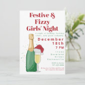 Feestelijke & Fizzy Champagne Meisjes 'Night Holid Kaart (Staand voorkant)