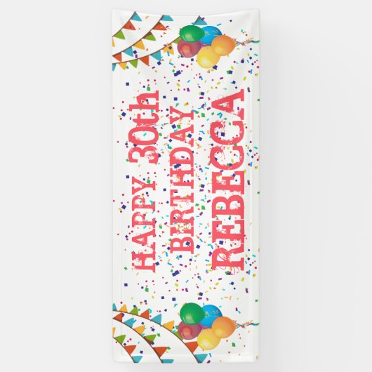 Feestelijke flair: gepersonaliseerde Confetti verj Spandoek (Verticaal)