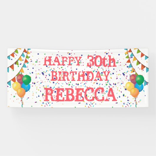 Feestelijke flair: gepersonaliseerde Confetti verj Spandoek (Horizontaal)