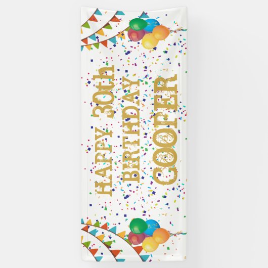 Feestelijke flair: gepersonaliseerde Confetti verj Spandoek (Verticaal)