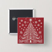 Feestelijke flair: Kerstboom Buttonnen & Patches Vierkante Button 5,1 Cm (Voorkant /achterkant)