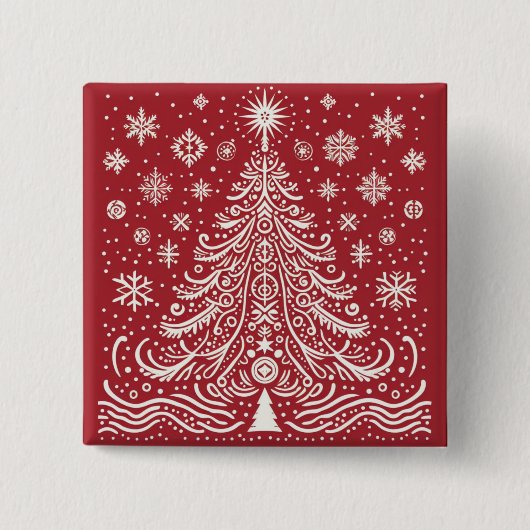 Feestelijke flair: Kerstboom Buttonnen & Patches Vierkante Button 5,1 Cm (Voorkant)