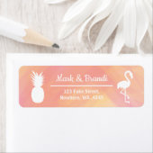 Feestelijke Flamingo & Ananas Aquarel Verjaardag Etiket (Insitu)