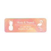 Feestelijke Flamingo & Ananas Aquarel Verjaardag Etiket (Voorkant)