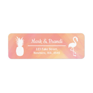 Feestelijke Flamingo & Ananas Aquarel Verjaardag Etiket
