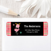 Feestelijke Flamingo en Roze Plaid Etiket (Insitu)