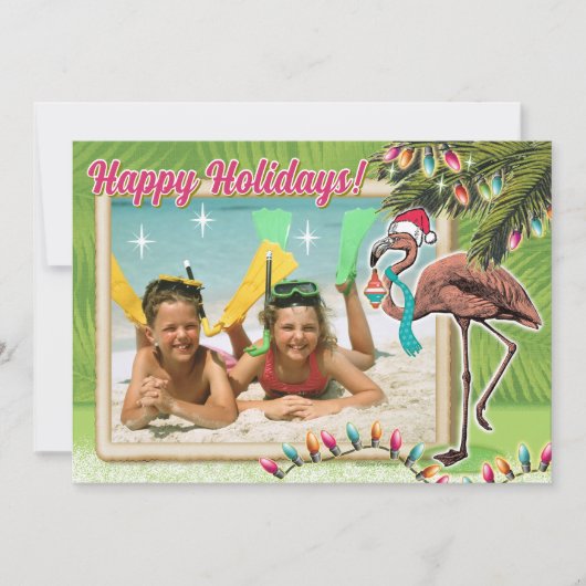Feestelijke Flamingo Kerstkaarten Kaart (Voorkant)